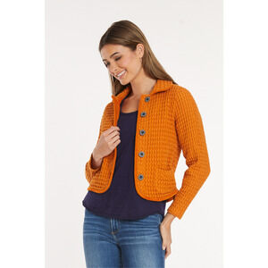 Mododoc Cropped Gauzy Waffle Knit Jacket Corduroy Trim Medium Chore Pockets